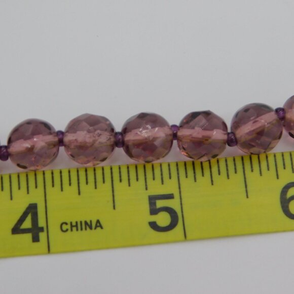 Miriam Haskell Purple Art Glass Bead Necklace | Vintage | Signed | 22.5" L - Picture 7 of 9